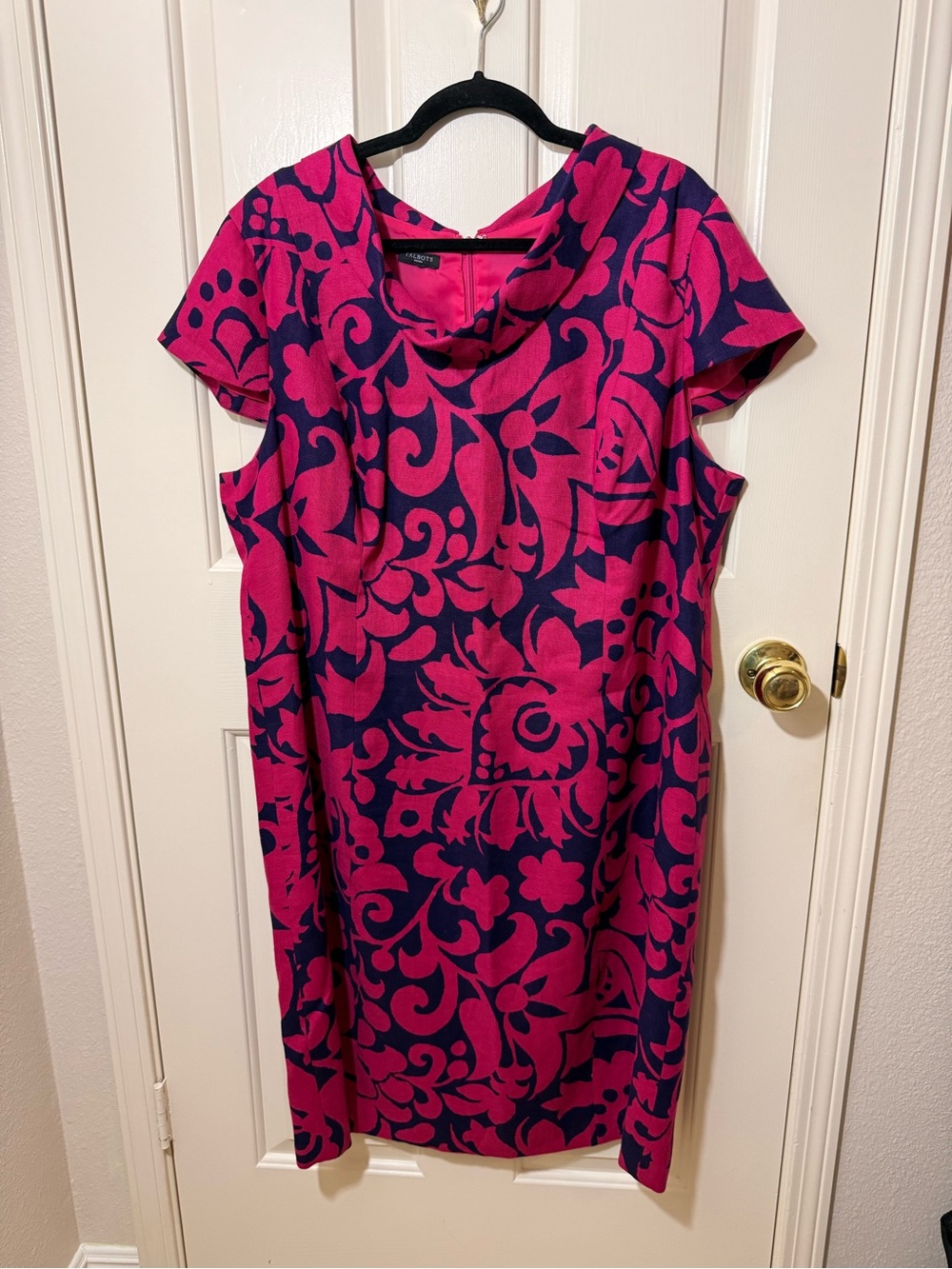 Talbots Pink and Navy Floral Shift Dress